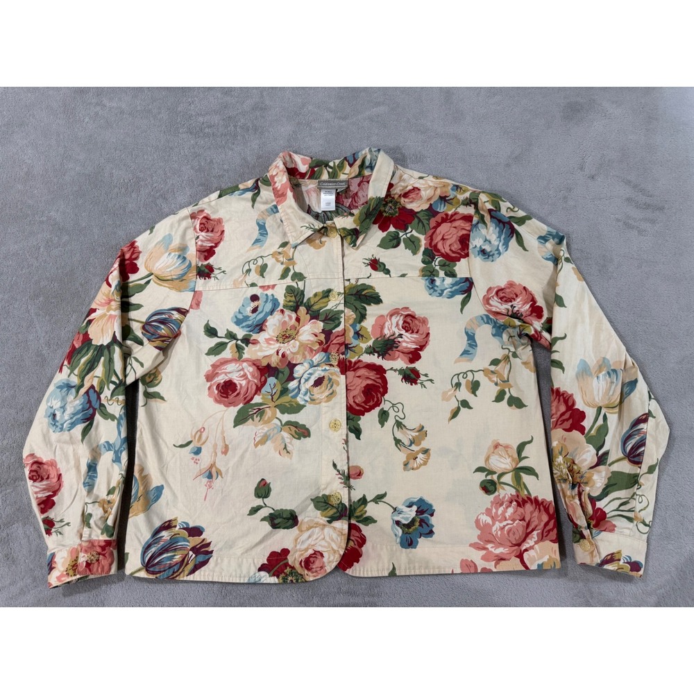 VTG Coldwater Creek Womens XL Floral Button Front Cotton Grandmacore Cottagecore